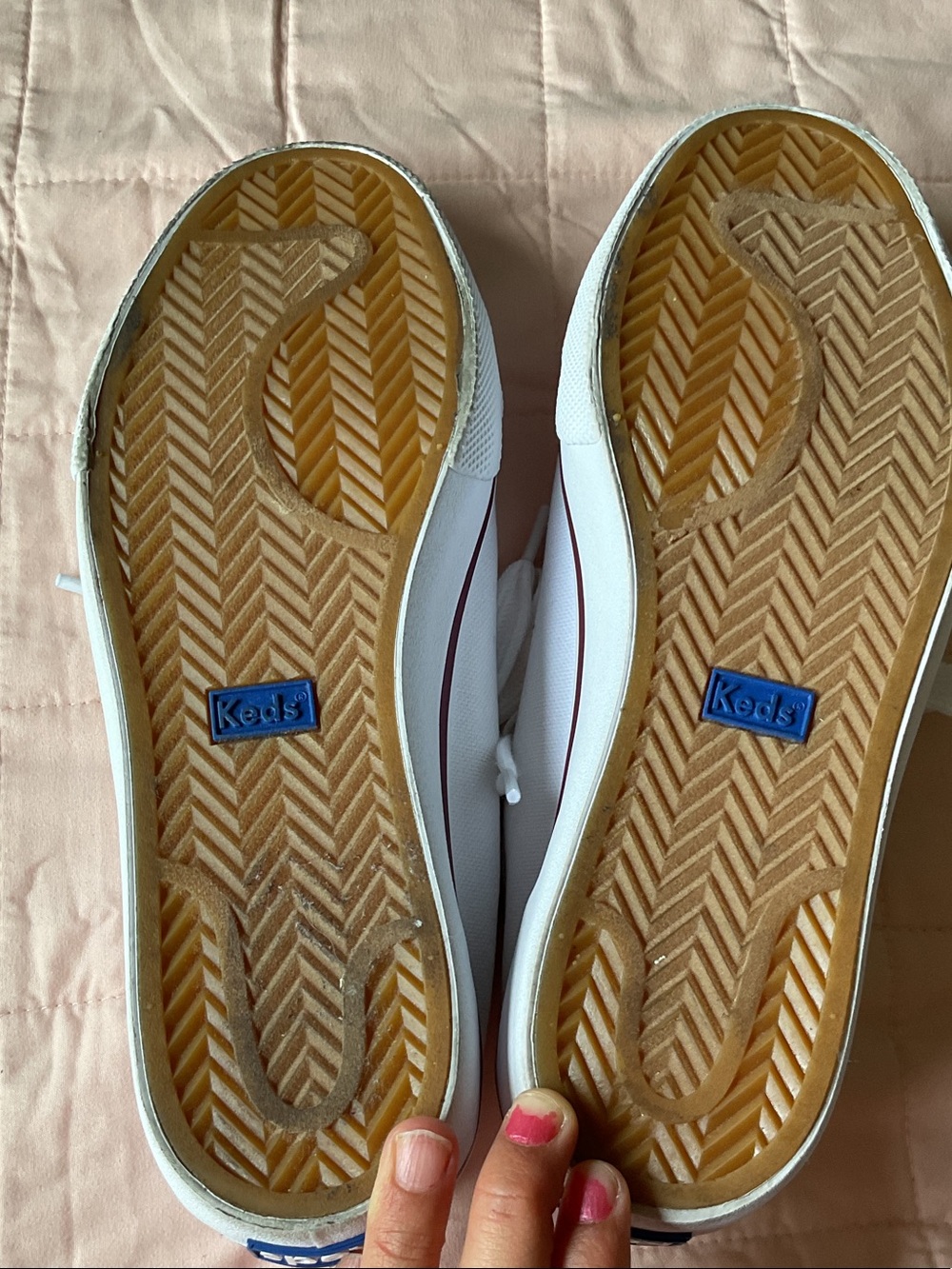 Keds White Canvas Low-Top Sneakers with Burgundy Trim - Picture 5 of 5
